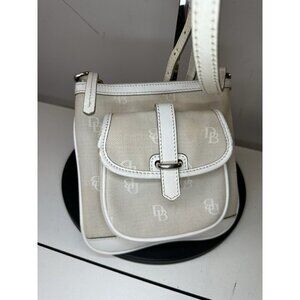 DOONEY & BOURKE Signature Canvas Gray & White Leather Trim Carrier Crossbody Bag